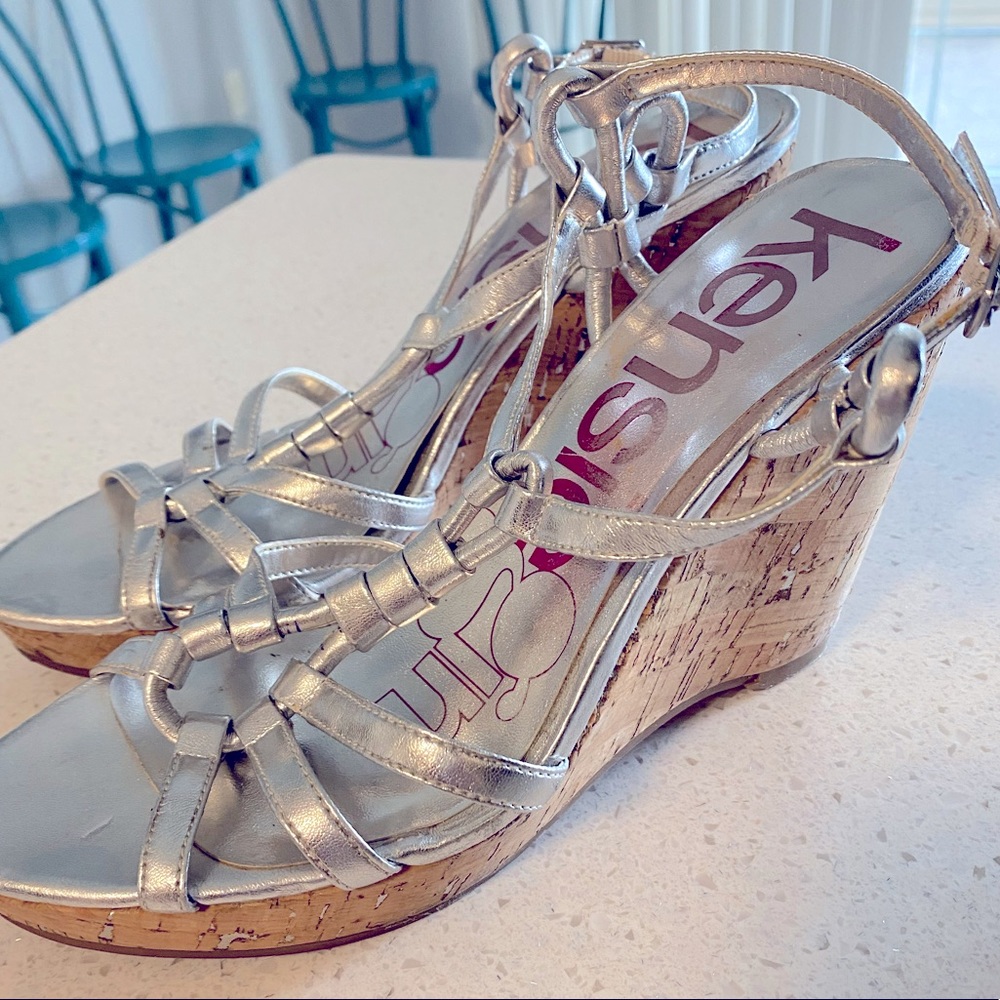 Silver wedge sandals